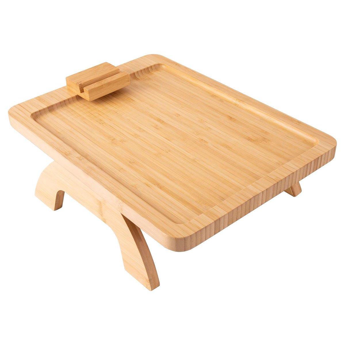 Wooden Lazy Sofa Tray Rotating With Mobile Phone Tablet Holder Plate Breakfast Snack Foldable