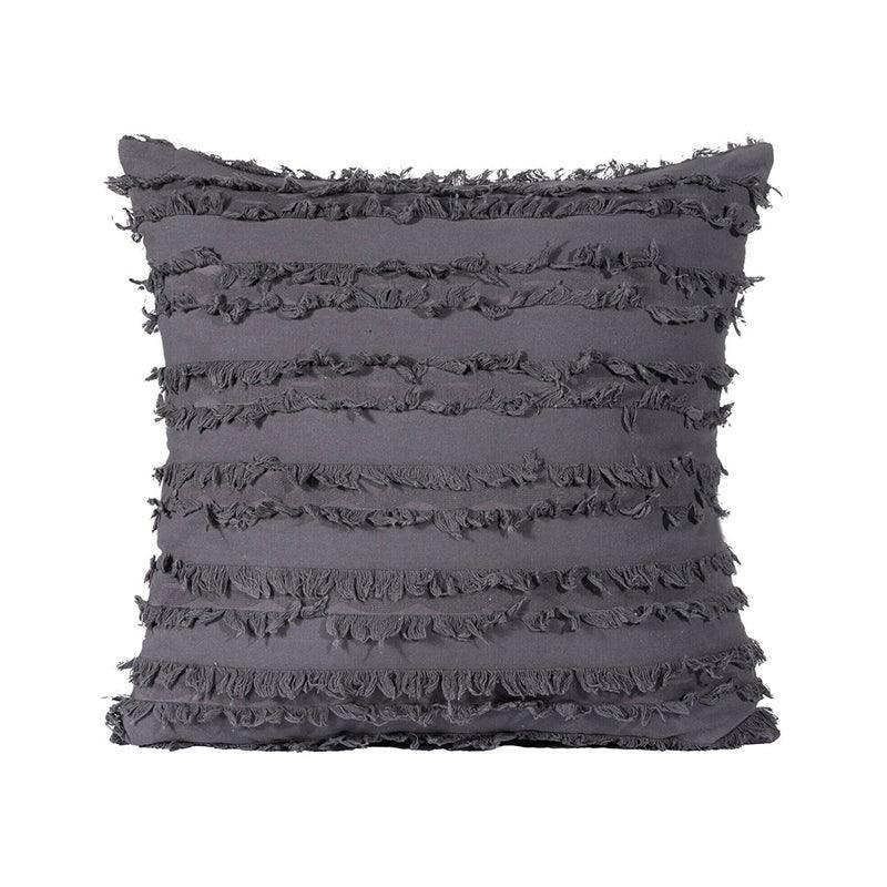 Boho Tassel Fringe Striped Cushion Cover Soft Home Decor Sofa Throw Pillow Case - Black