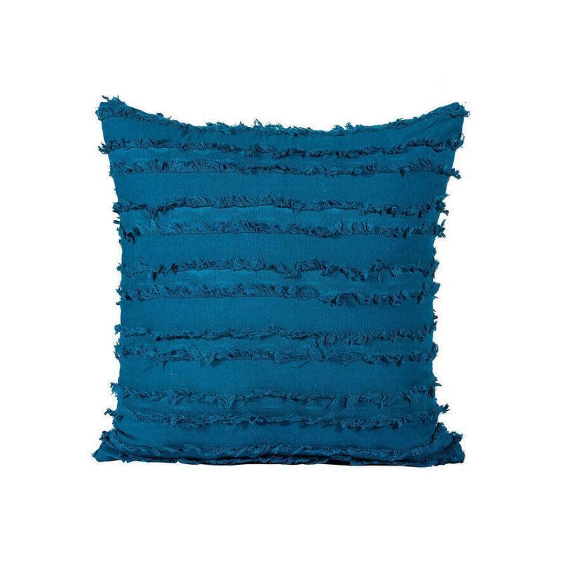 Boho Tassel Fringe Striped Cushion Cover Soft Home Decor Sofa Throw Pillow Case - Navy