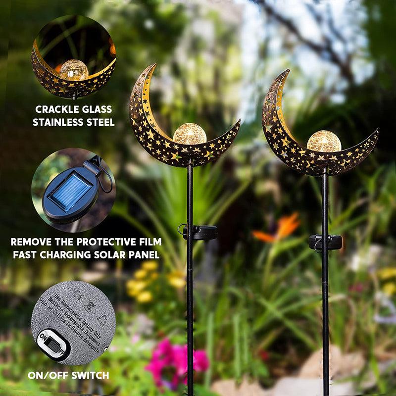 Solar Lights LED Garden Decor Outdoor Path Lights Lawn Light Lantern Lamp - 1X Moon