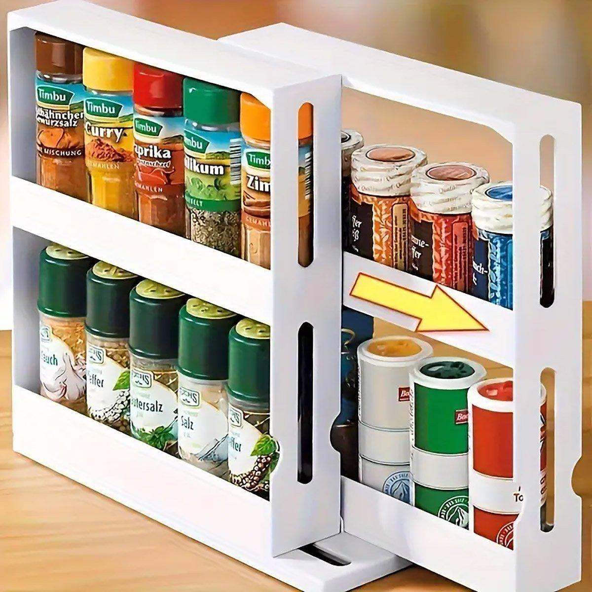 Rotating Spice Rack Kitchen Organizer Food Storage Rack Spice Organizer Stand