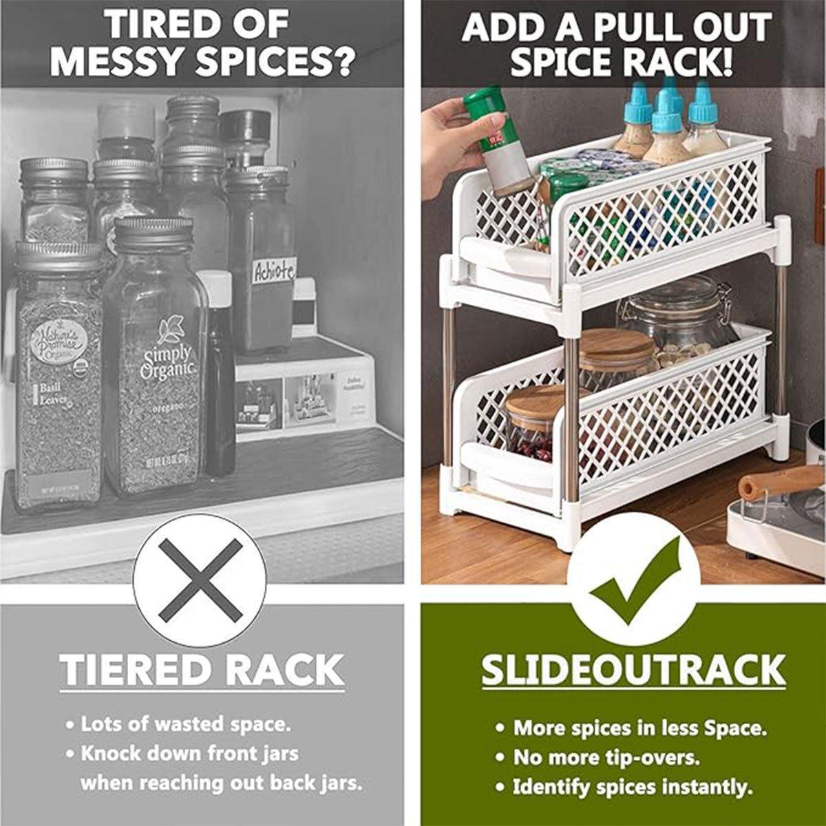 Bathroom Kitchen Sink Storage Rack Drawer Plastic Shelf Seasoning Holder - Grey