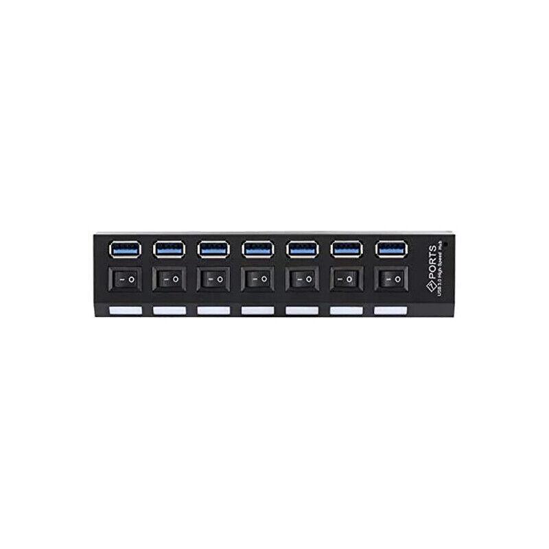 7 Port Usb 3.0 High Speed Extension Hub Splitter Extender For Pc Laptop Macbook - White