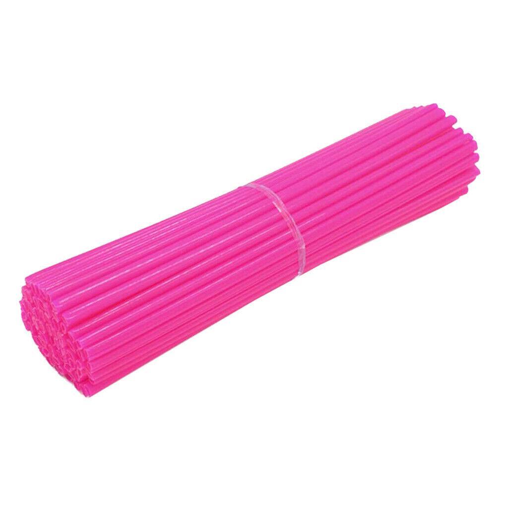 72PCS Wheel Spoke Wrap Sleeves Mountain Bike Bicycle Mtb Wraps Skins Covers - Pink