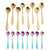 8X Spoon Long Handle Dessert Tea Coffee Mixing Spoon Stainless Steel Teaspoon - Rainbow