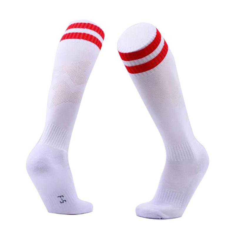 Mens Womens Sports Breathable Tube Long High Socks Knee Warm Casual Footy Soccer - Rose Red