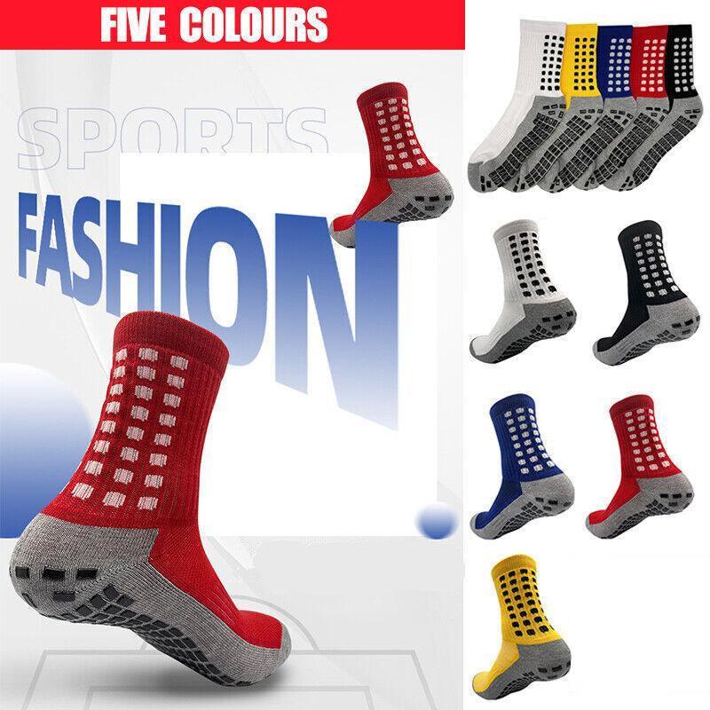Anti-Slip Sports Socks with PVC Grip Dots for Soccer Basketball and Training Use - Yellow