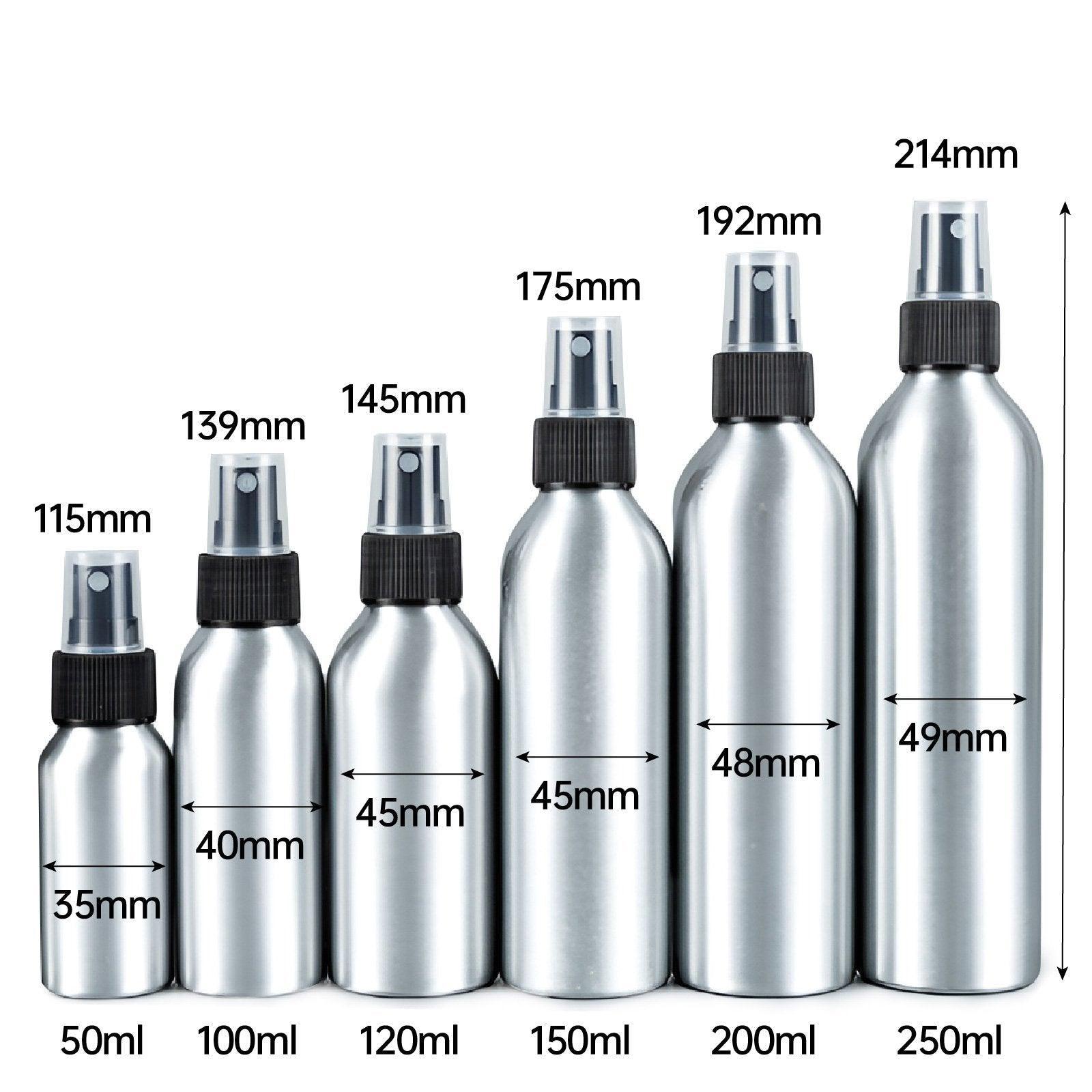 10pcs Travel Size Refillable Aluminum Spray Bottles Toner Cleaning Solution Mist - 10pcs-200ml