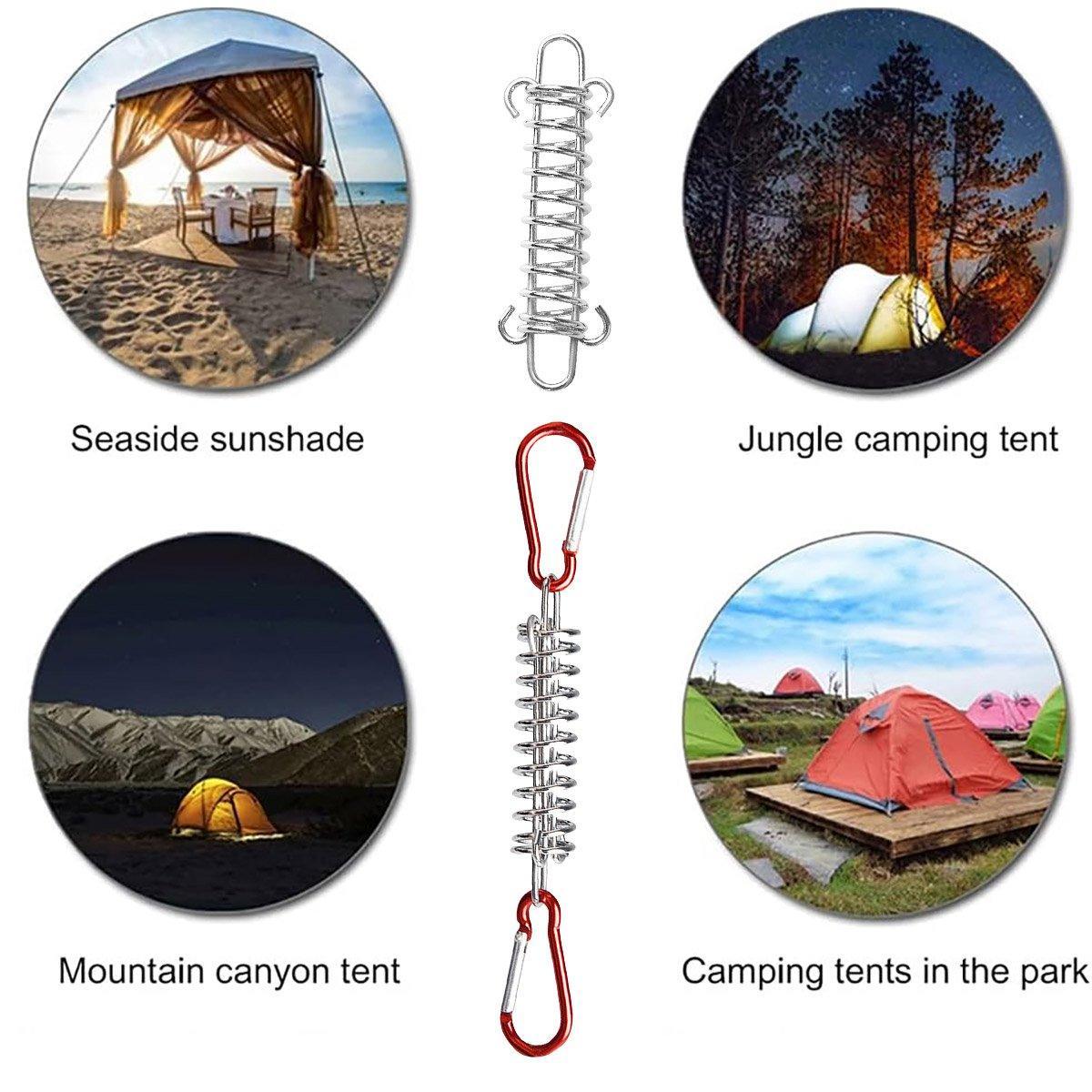 1-15PCS Outdoor Camping Tent Spring Wind Rope Buckle Fix Hook Buckles Silver Red - 10pair
