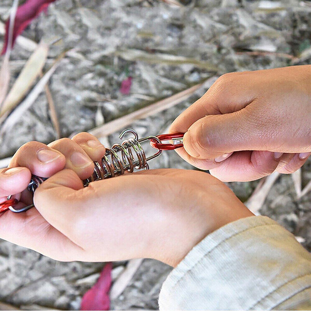 1-15PCS Outdoor Camping Tent Spring Wind Rope Buckle Fix Hook Buckles Silver Red - 1pair