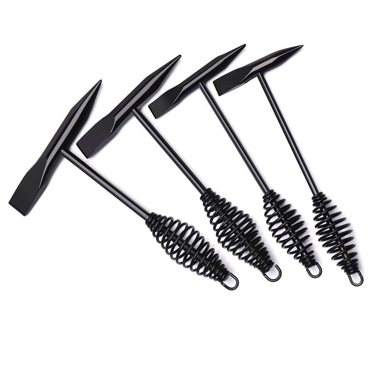 Welding Chipping Hammer Spring Handle Hold Heart Cleaning Harden DIY Metal Black - 670g
