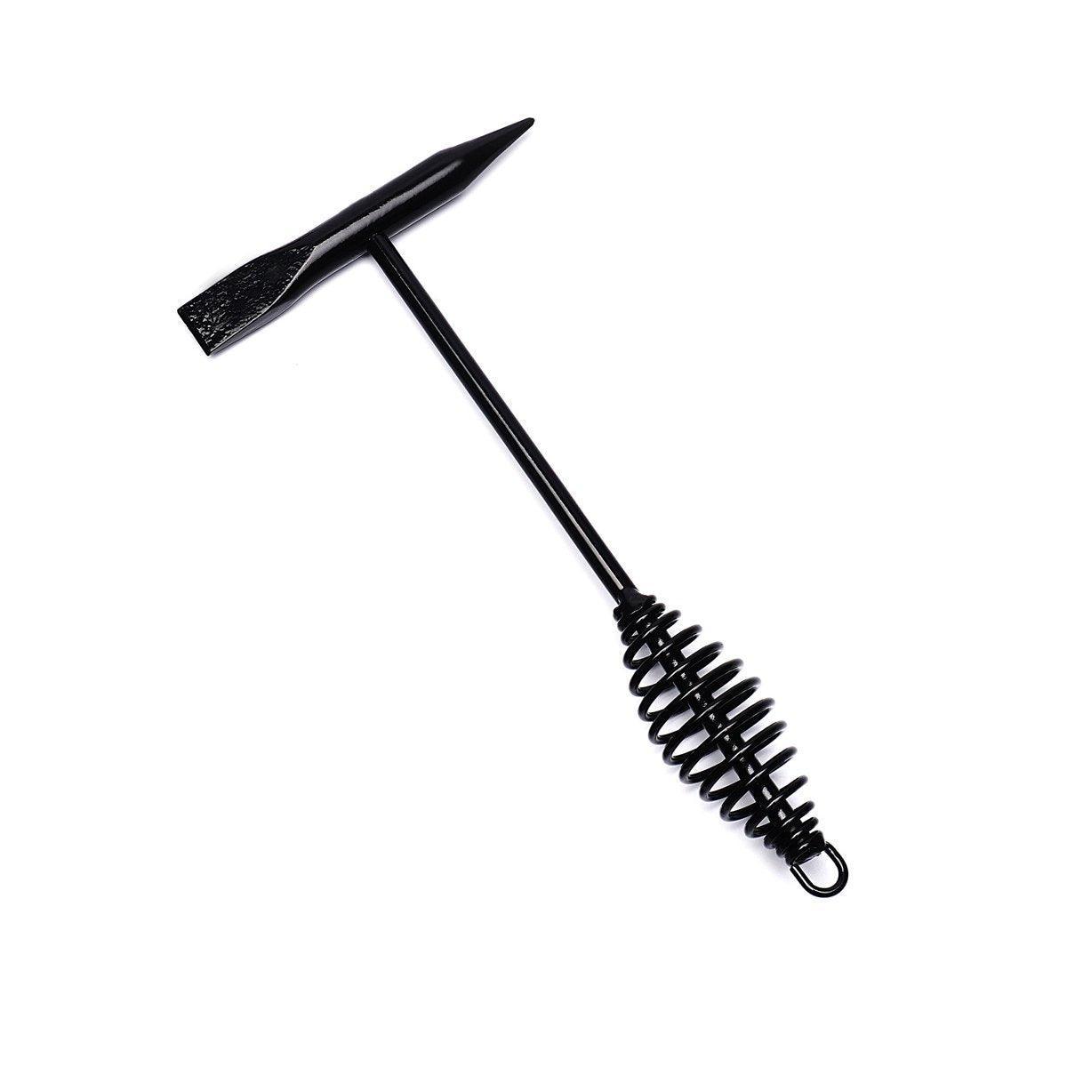 Welding Chipping Hammer Spring Handle Hold Heart Cleaning Harden DIY Metal Black - 670g