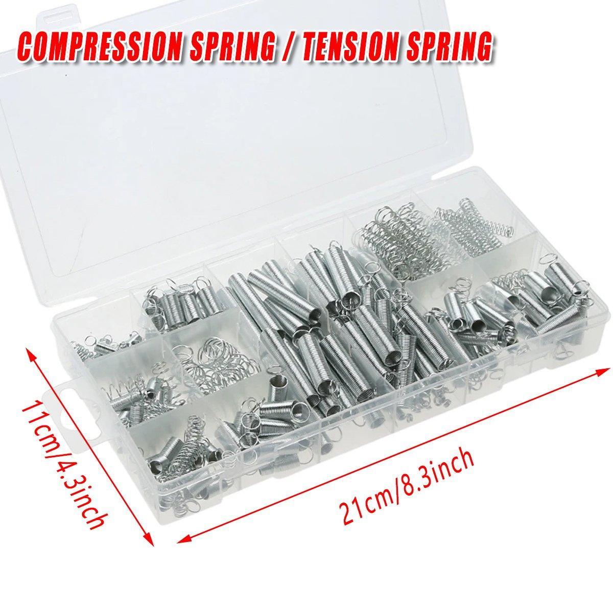 200PCS Tension Compression Springs Assortment DIY Projects Repair Tools