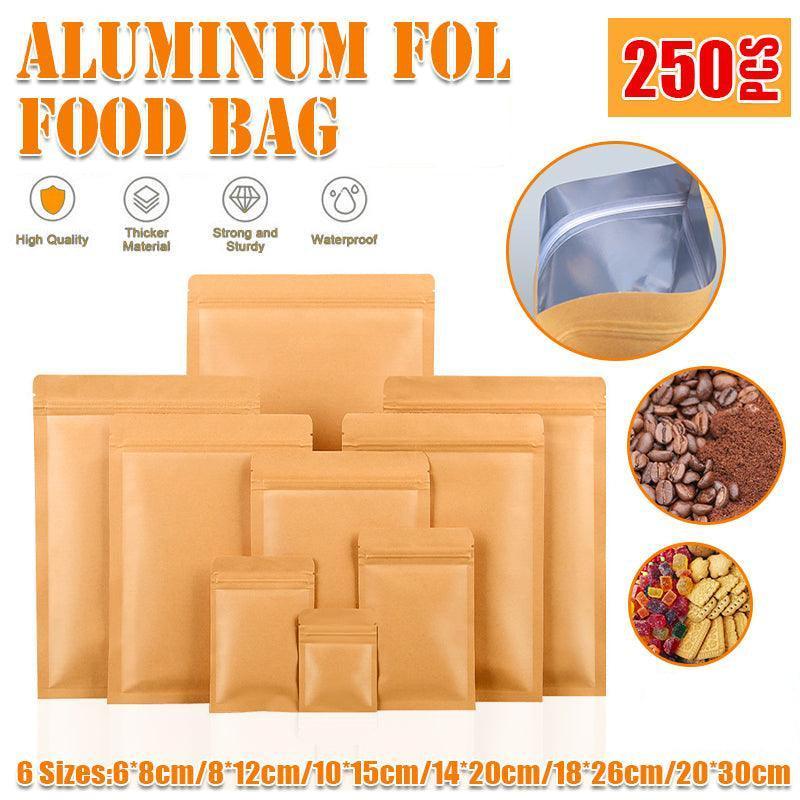 Kraft Paper Mylar Storage Self Seal Packing Pouches Aluminum Foil Packaging Bag - 14*20cm
