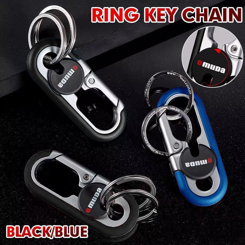 Keychains Fashion Men&#39;s Stainless Steel Ring Creative Metal Car Accessory Gift - Black