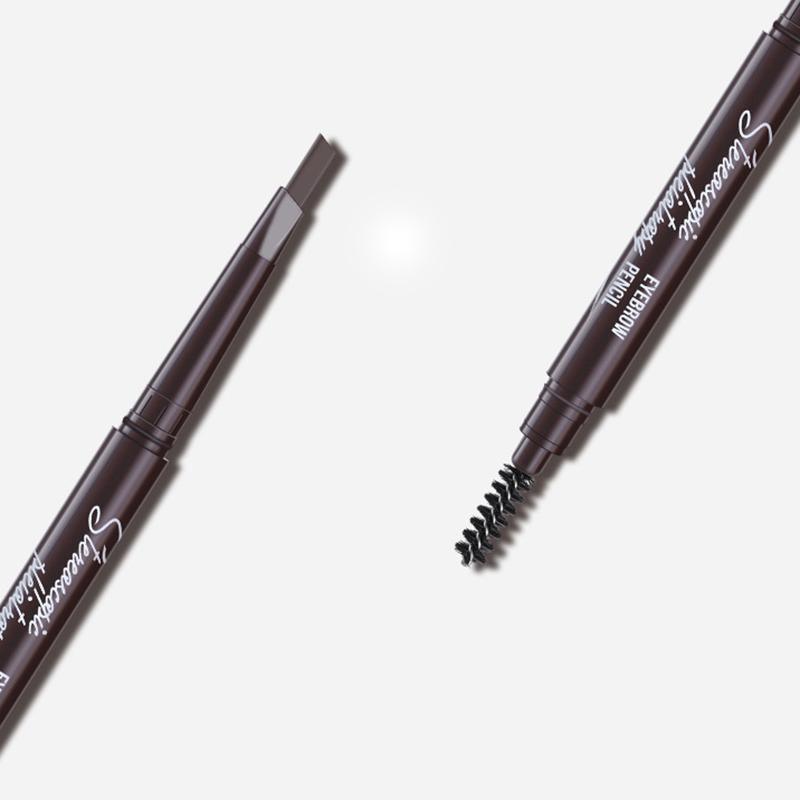 Eyebrow Pencil Dual-Ended Waterproof Retractable Slant Eye Makeup Cosmetic Tool - Brown