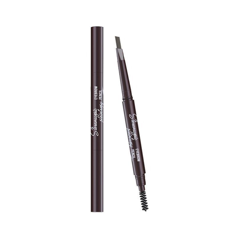 Eyebrow Pencil Dual-Ended Waterproof Retractable Slant Eye Makeup Cosmetic Tool - Light Brown