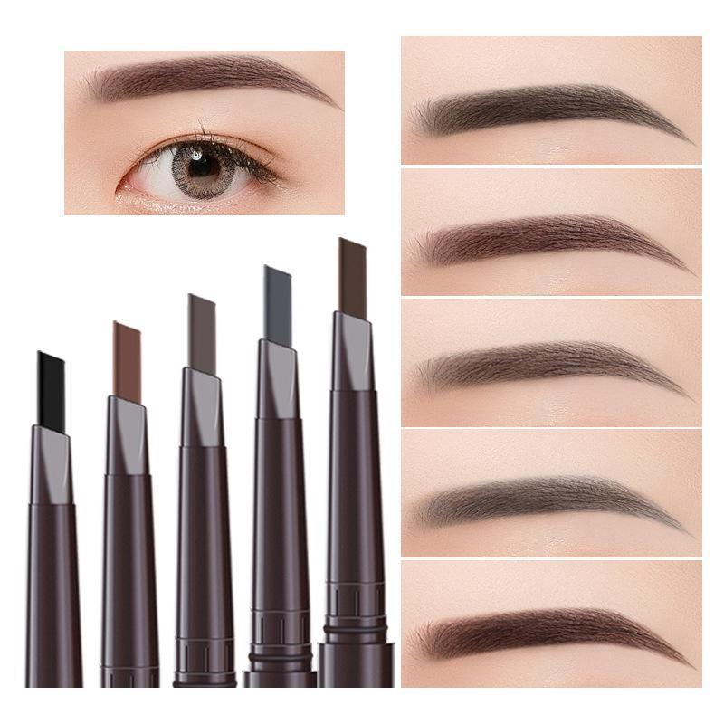 Eyebrow Pencil Dual-Ended Waterproof Retractable Slant Eye Makeup Cosmetic Tool - Grey