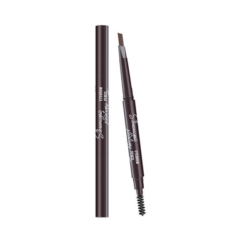 Eyebrow Pencil Dual-Ended Waterproof Retractable Slant Eye Makeup Cosmetic Tool - Dark Brown