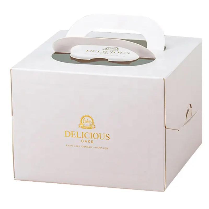 30PCS White Portable Cake Boxes Display Window Packing Case Party with Handle Birthday - 6 inch