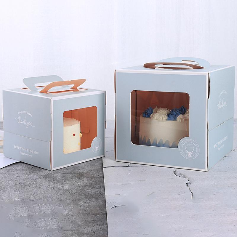 30PCS White Portable Cake Boxes Display Window Packing Case Party with Handle Birthday - 8 inch