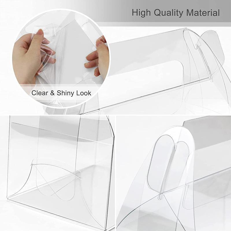 50PCS Portable Pastry Boxes Portable Cake Box Paper Cookie Boxes Sandwich Box - S-Transparent+White inner tray