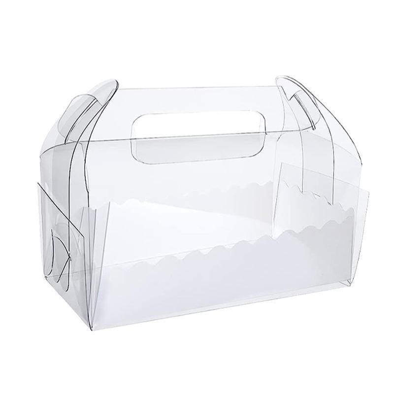 50PCS Portable Pastry Boxes Portable Cake Box Paper Cookie Boxes Sandwich Box - S-Transparent+White inner tray