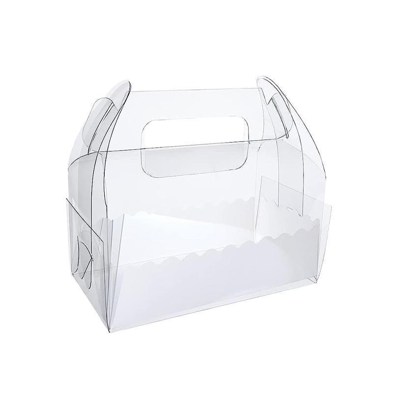 50PCS Portable Pastry Boxes Portable Cake Box Paper Cookie Boxes Sandwich Box - L-Transparent+White inner tray