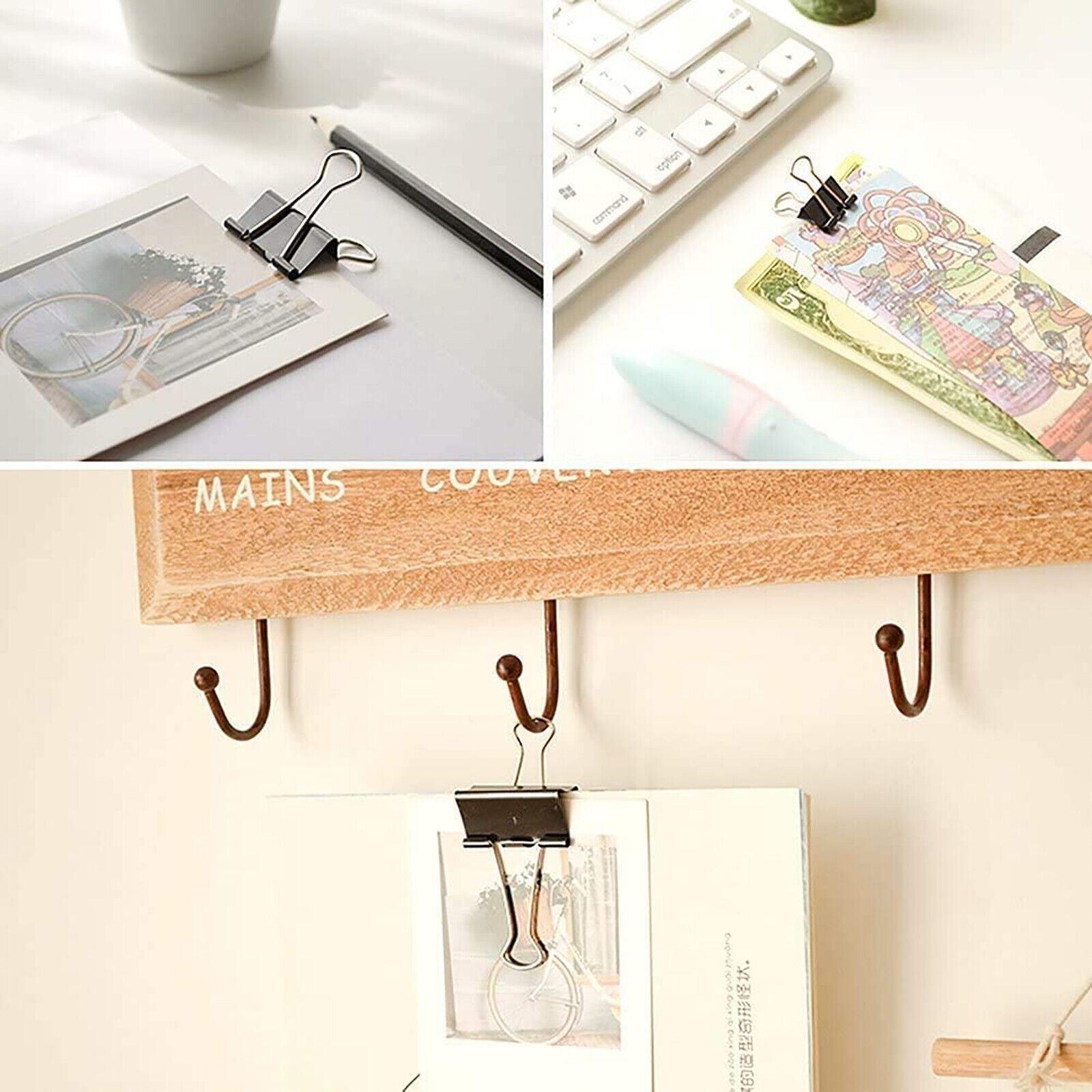 20PCS Black Bulldog Foldback Clips Document Paper Clamps Multiple Sizes - Black 19mm