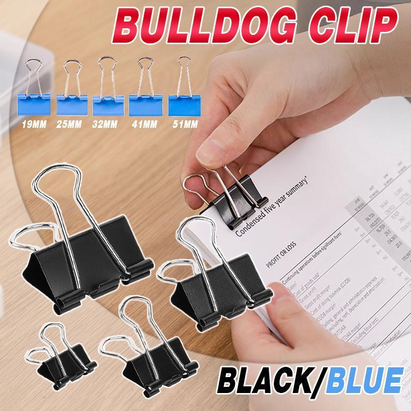 20PCS Black Bulldog Foldback Clips Document Paper Clamps Multiple Sizes - Black 41mm