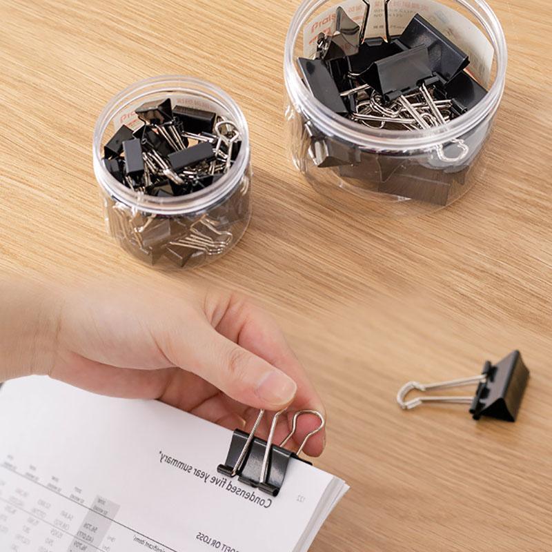 20PCS Black Bulldog Foldback Clips Document Paper Clamps Multiple Sizes - Black 41mm