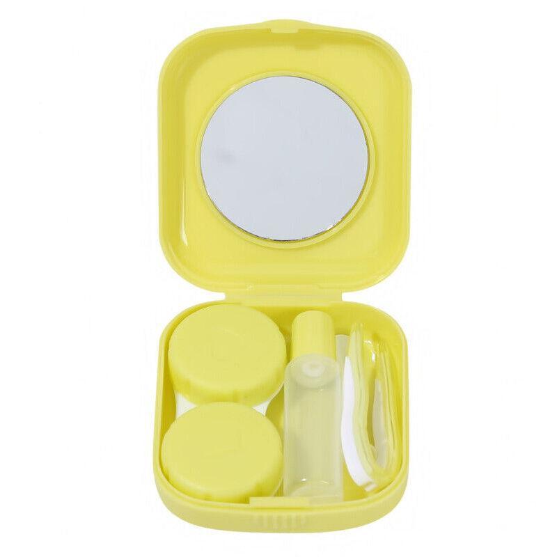 Pocket Plastic Mini Contact Lens Case Kit Outdoor Travel Holder Mirror Container - Blue