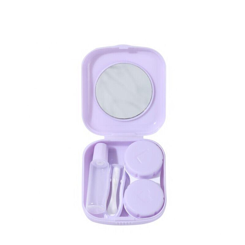 Pocket Plastic Mini Contact Lens Case Kit Outdoor Travel Holder Mirror Container - Yellow