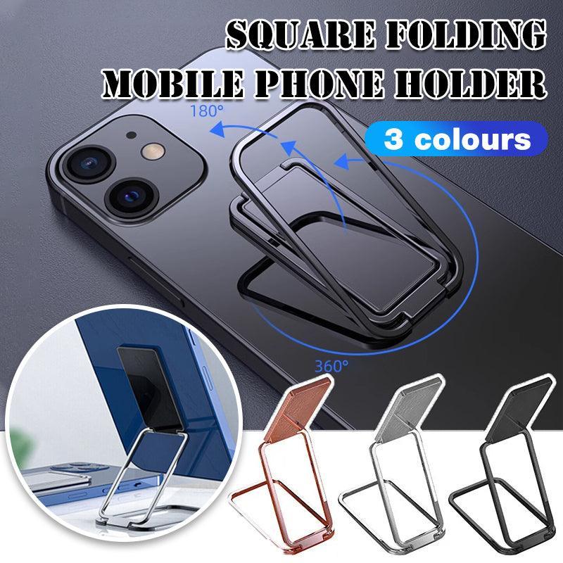 Portable Multifunctional Folding Metal Mobile Phone Holder Bracket Desktop Stand - Black
