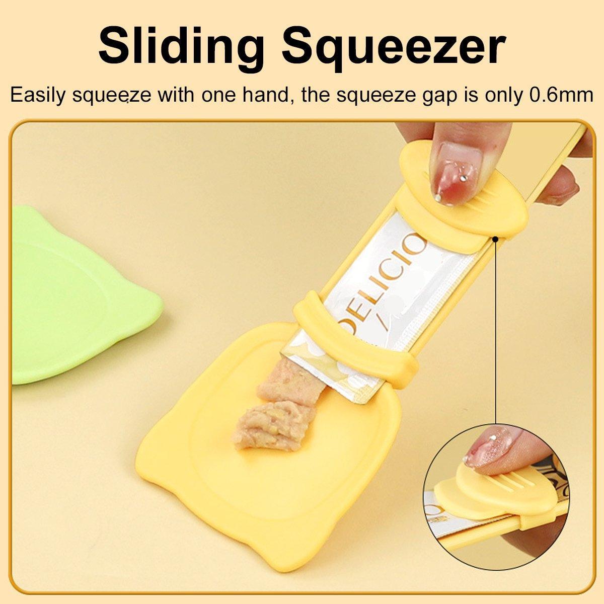 Cat Strip Scoop Squeezer Feeder Snack Spoon Easy Cat Feeding Treats - Orange