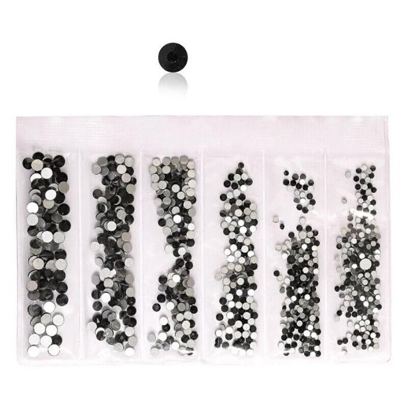 1440Pcs Glitter Rhinestones Crystal Clear Flat Bottom Glass Nail Art Nail Drill - Coffee