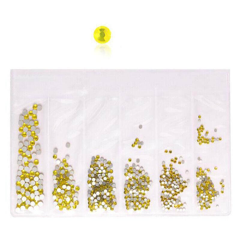 1440Pcs Glitter Rhinestones Crystal Clear Flat Bottom Glass Nail Art Nail Drill - Colourful