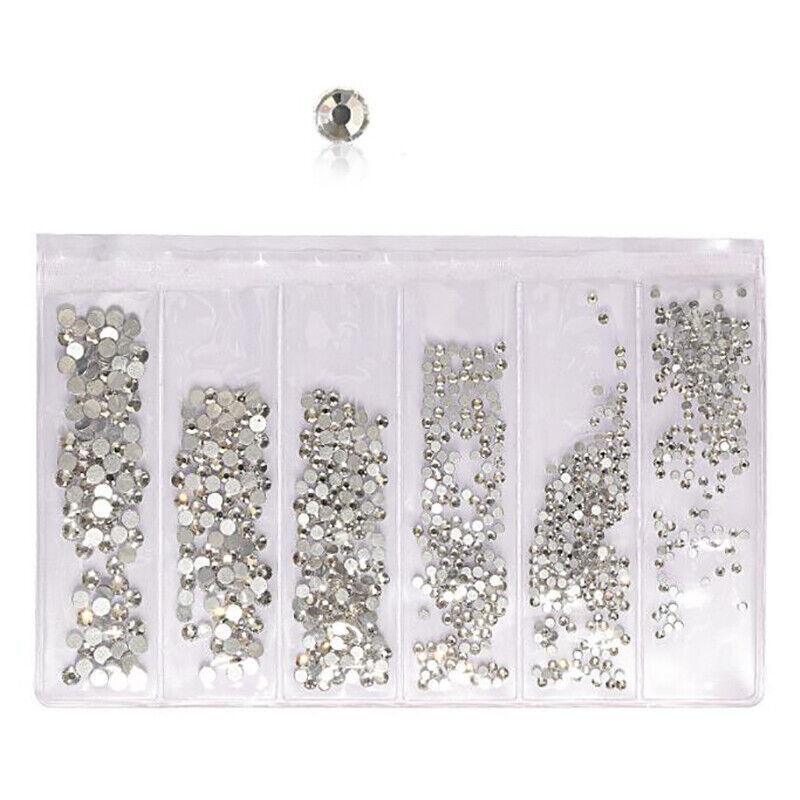 1440Pcs Glitter Rhinestones Crystal Clear Flat Bottom Glass Nail Art Nail Drill - Gold