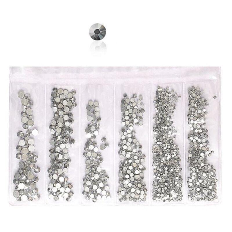 1440Pcs Glitter Rhinestones Crystal Clear Flat Bottom Glass Nail Art Nail Drill - Starry