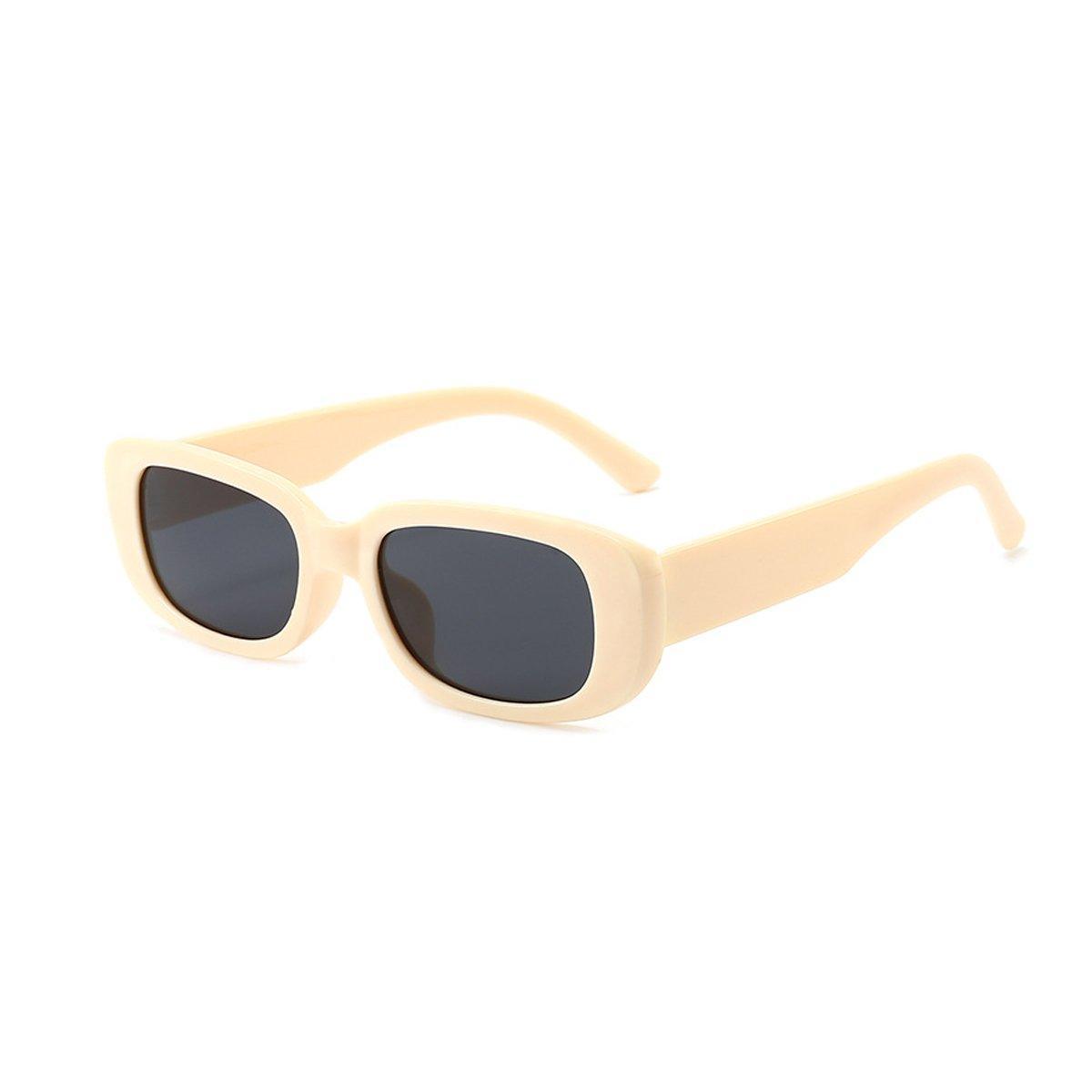 Unisex Fashion Small Frame Sunglasses Colorful Rectangle Glasses Shades Goggles - Champagne Frame+Brown Lens