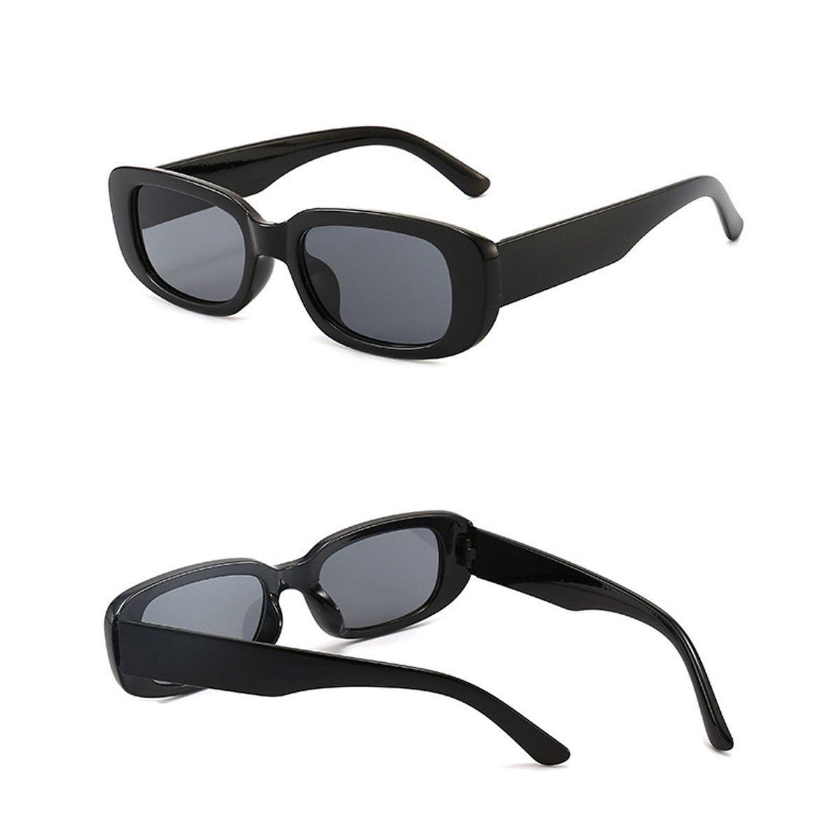 Unisex Fashion Small Frame Sunglasses Colorful Rectangle Glasses Shades Goggles - White Frame+Black Lens