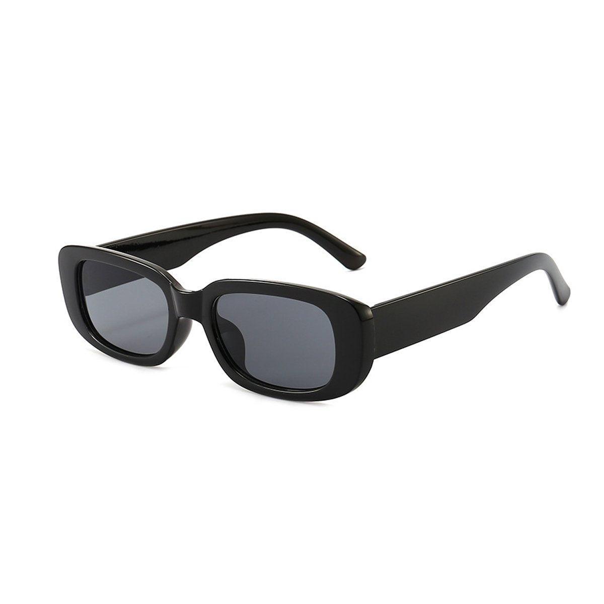 Unisex Fashion Small Frame Sunglasses Colorful Rectangle Glasses Shades Goggles - White Frame+Black Lens