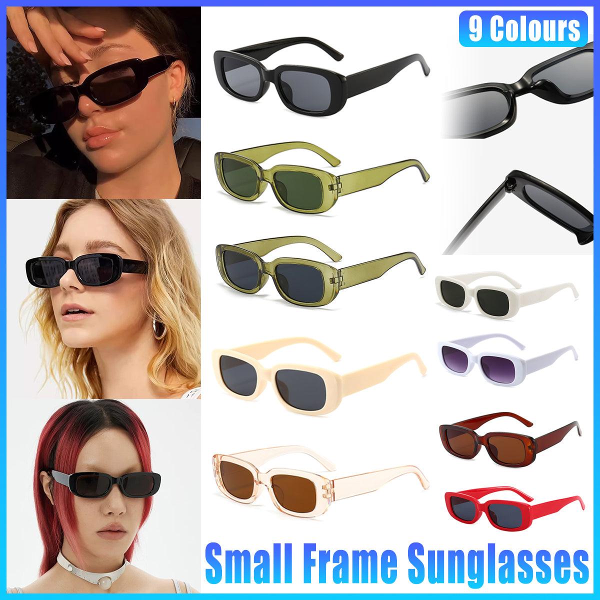 Unisex Fashion Small Frame Sunglasses Colorful Rectangle Glasses Shades Goggles - White Frame+Purple Lens