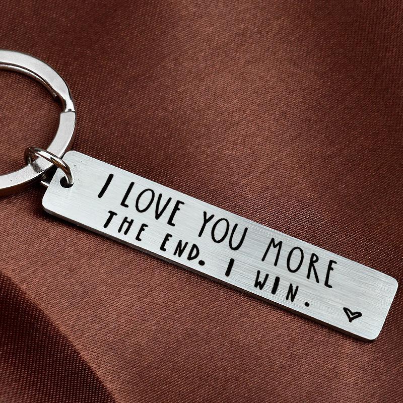 I Love You More The End I Win Stainless Steel Couple Keyring Keychain Gift Funny - X1