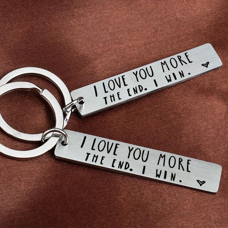 I Love You More The End I Win Stainless Steel Couple Keyring Keychain Gift Funny - X1