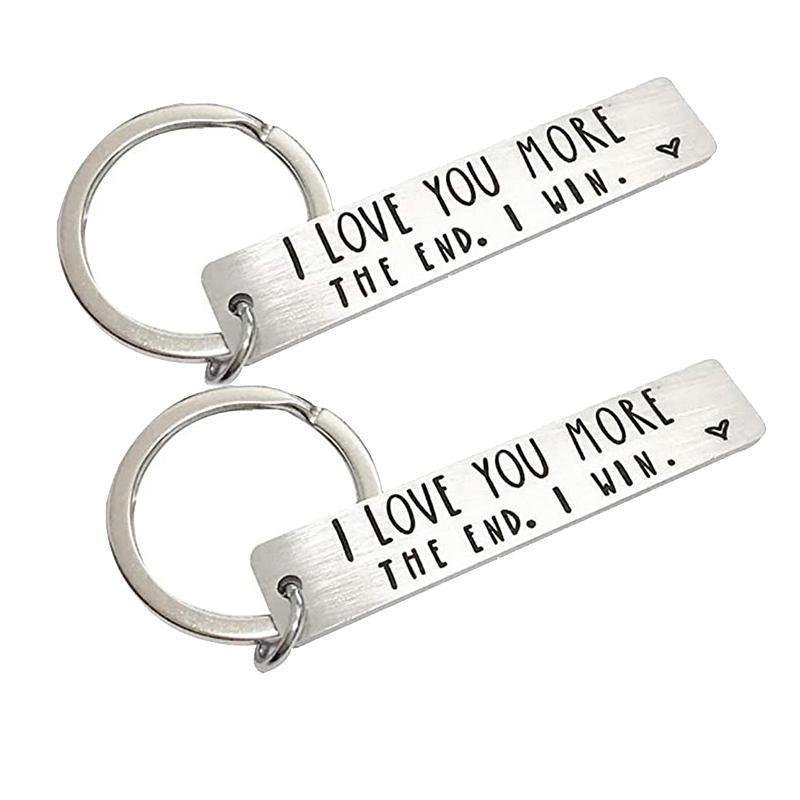 I Love You More The End I Win Stainless Steel Couple Keyring Keychain Gift Funny - X1