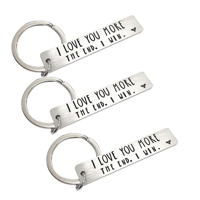 I Love You More The End I Win Stainless Steel Couple Keyring Keychain Gift Funny - X1