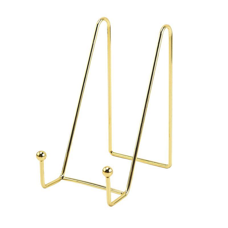 Iron Display Stand Dish Rack-Plate Bowl Picture Frame Photo Book Pedestal Holder - Gold-S