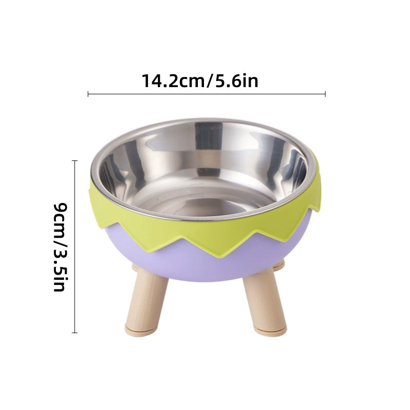 Eggshell Tall Pet Bowl Cat Dog Food Bowl Anti Slip Durable Raised Feeding Bowl - Green