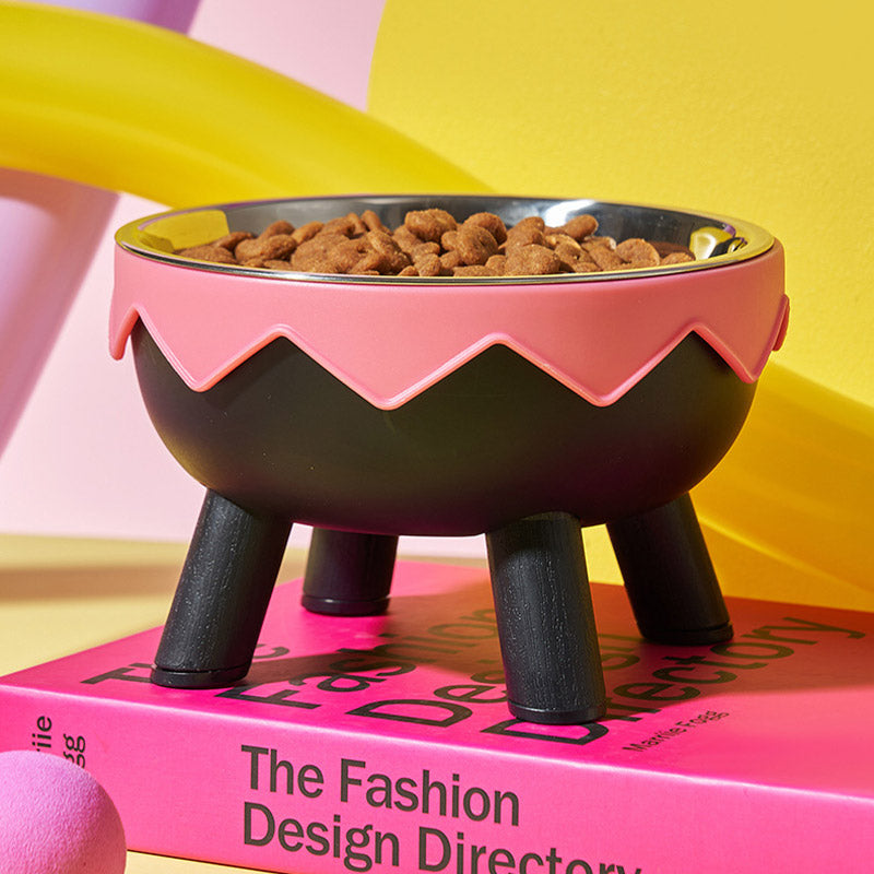 Eggshell Tall Pet Bowl Cat Dog Food Bowl Anti Slip Durable Raised Feeding Bowl - Yellow